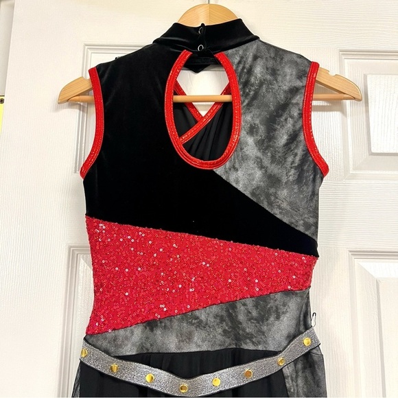 AWISH COME TRUE AWCT Performance Sequin Dramatic Color Guard Dress Dance Size S - Picture 10 of 14